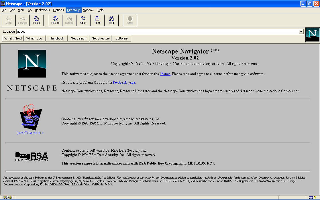 Netscape Navigator 2.02 Browser for Windows (1995)